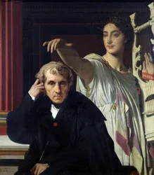Porträt des italienischen Komponisten Cherubini (1760-1842) und die Muse der lyrischen Poesie, 1842